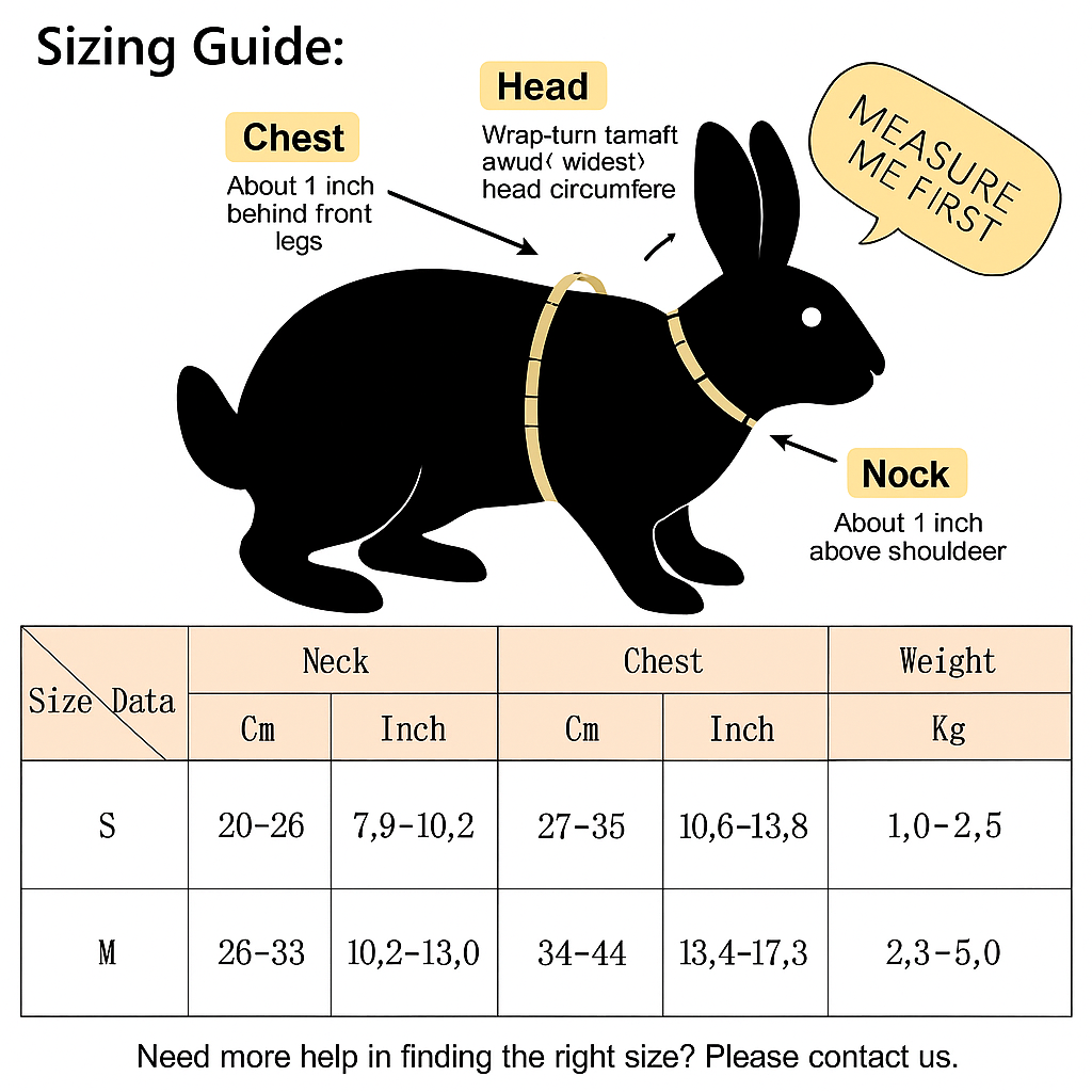 "Does your rabbit also jump in every direction you try to walk? This harness will solve that and make your time together safe and fun."    Safe, comfy and escape-resistant harness set for stress-free outdoor adventures.